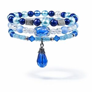 Elegant Blue Teardrop Stack Bracelet Set